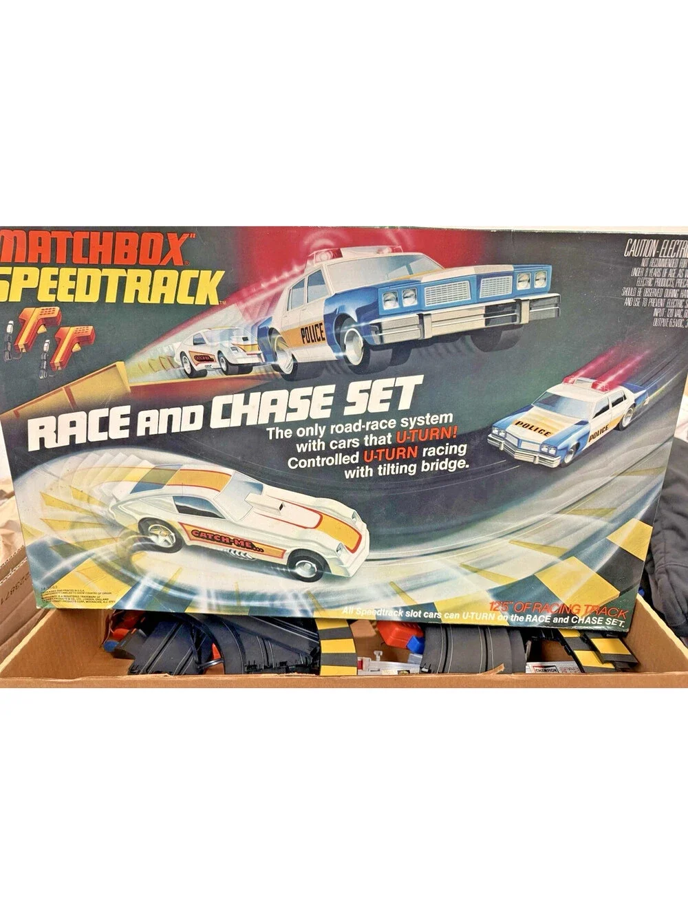 Vintage 1978 Matchbox Speed Tracks Race & Chase Set With Three Cars Tested